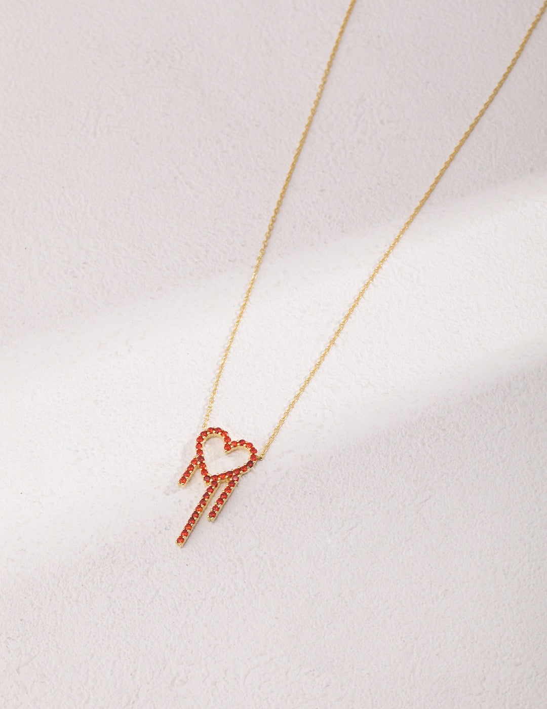 Melting Red Heart Necklace | Red Necklace | Heart Necklace | Gold necklace | Gold jewelry | Silver jewelry | Silver necklace | Estincele Jewellery