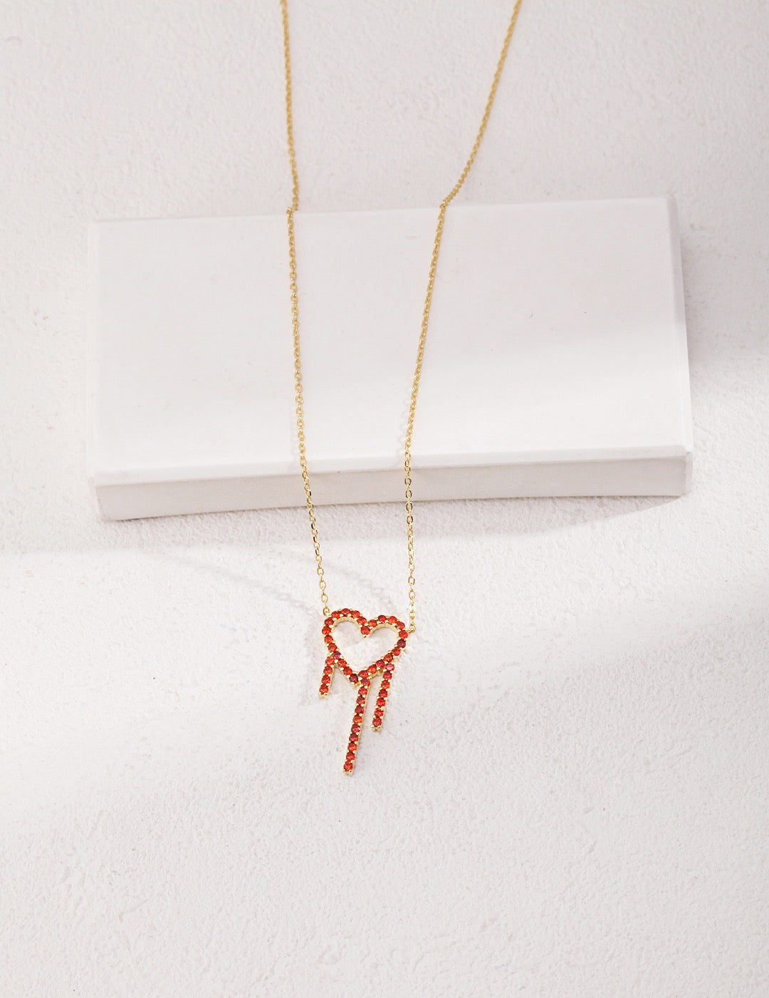 Melting Red Heart Necklace | Red Necklace | Heart Necklace | Gold necklace | Gold jewelry | Silver jewelry | Silver necklace | Estincele Jewellery