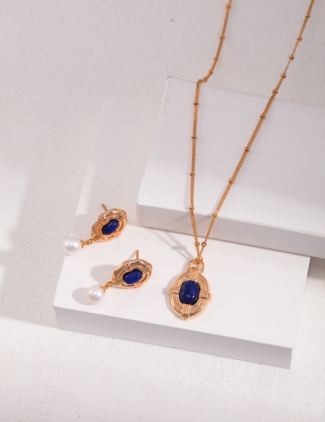 Lapis Lazuli Pearl Drop Earrings | Lapis Lazuli earrings | Blue earrings | Gold earrings