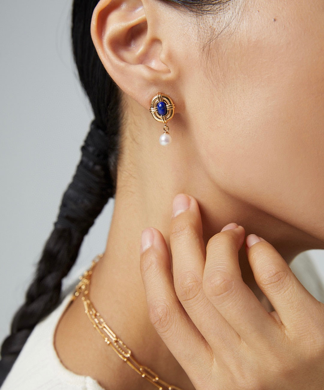 Lapis Lazuli Pearl Drop Earrings | Lapis Lazuli earrings | Blue earrings | Gold earrings