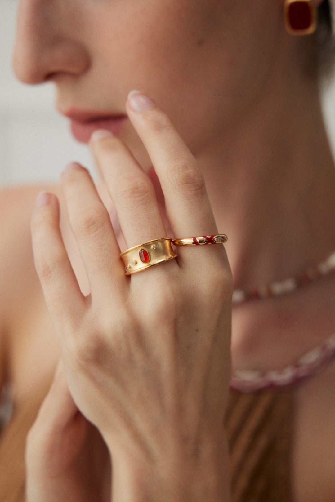 Red Onyx Ring | Red Ring | Gold Ring