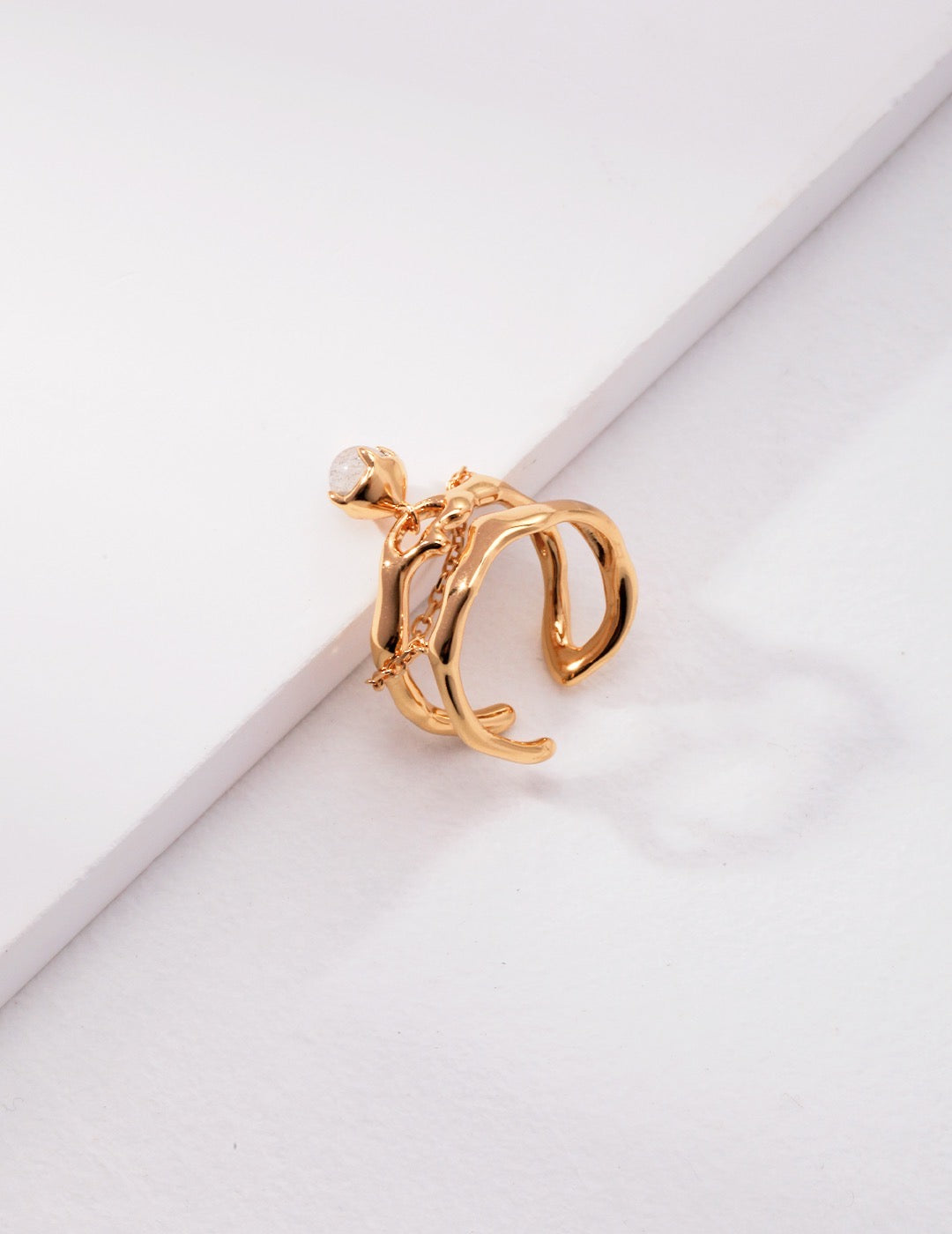 Real Moonstone Chain Silver Ring