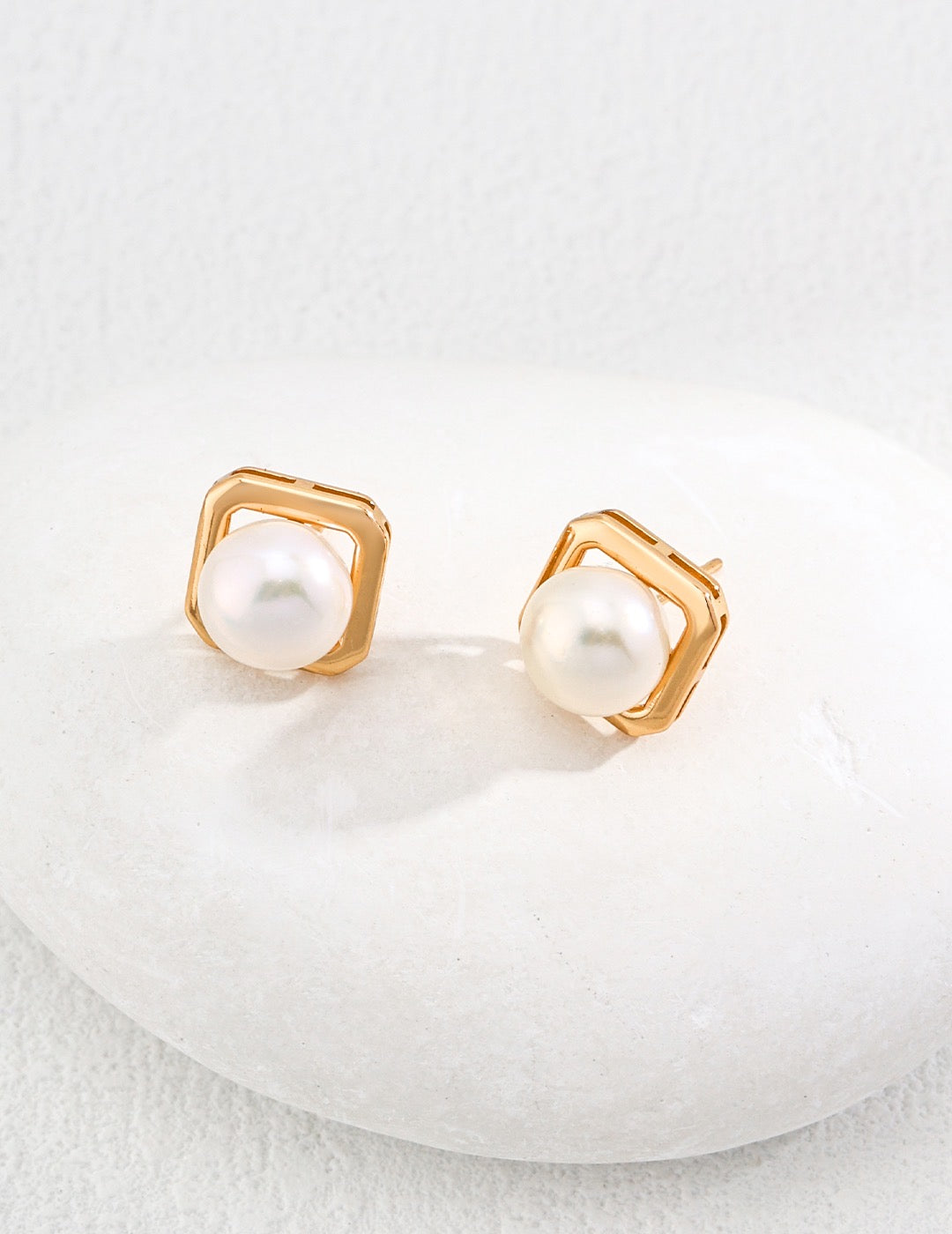 Classique Square Pearl Earrings | pearl gold earrings | gold jewellery | silver jewellery