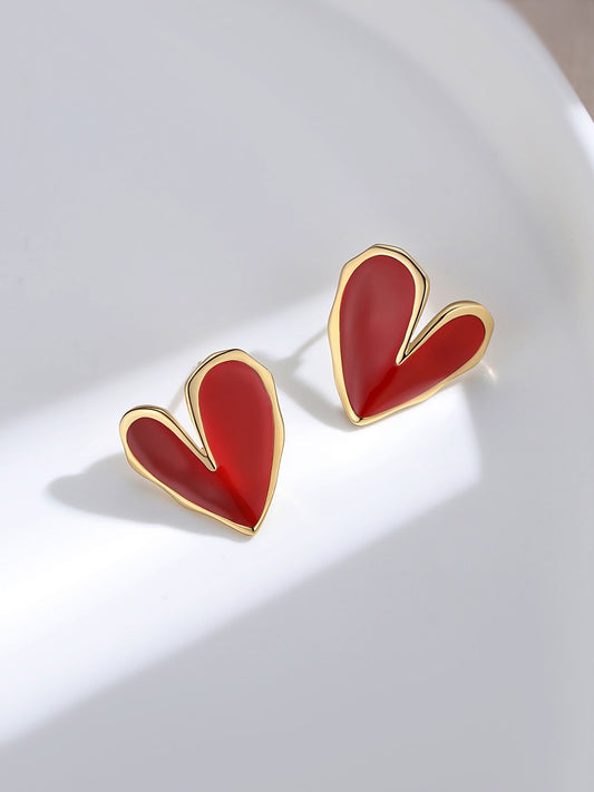 Large Red Heart Earrings | Red jewelry | Red earrings | Gold jewelry | Silver jewelry | Women's earrings