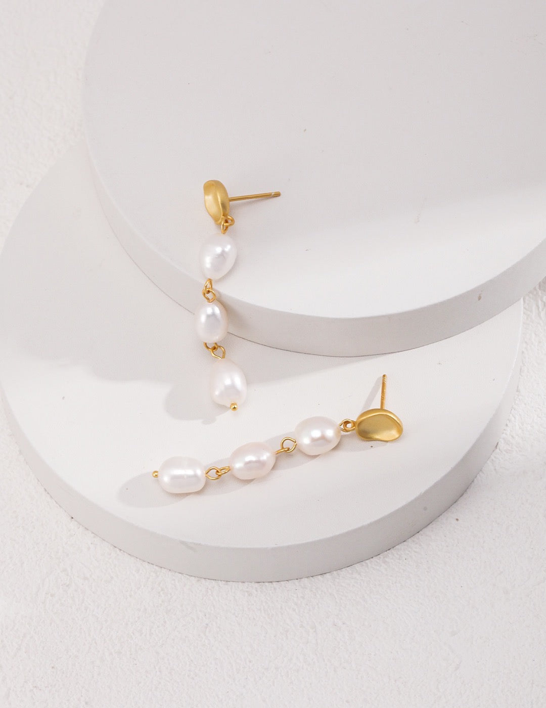 Elegant Triple Baroque Pearl Earrings | Estincele Jewellery | Women's earrings