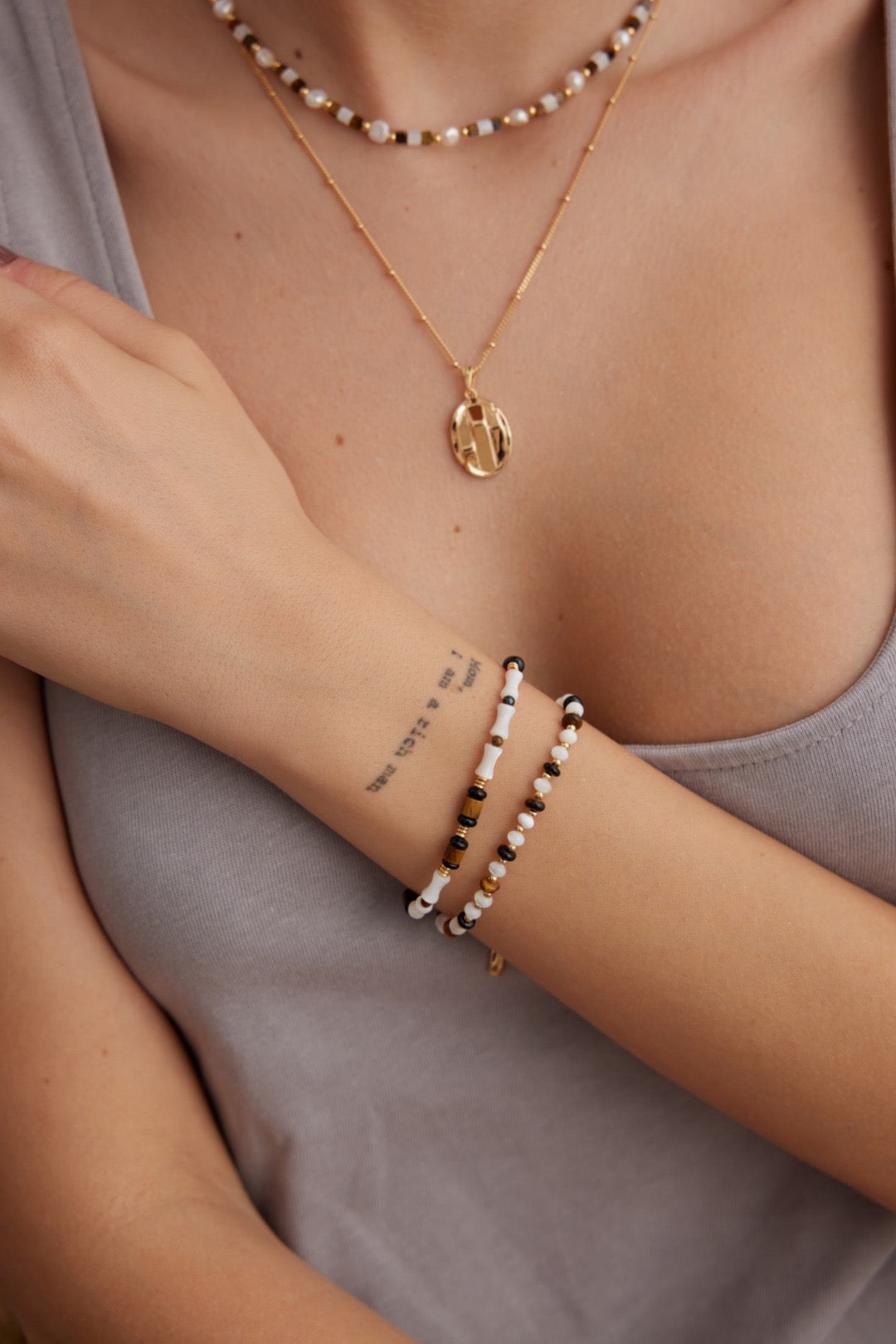 Bamboo Element Pearl Bracelet | Estincele Jewellery | Bracelets | Gifts for her