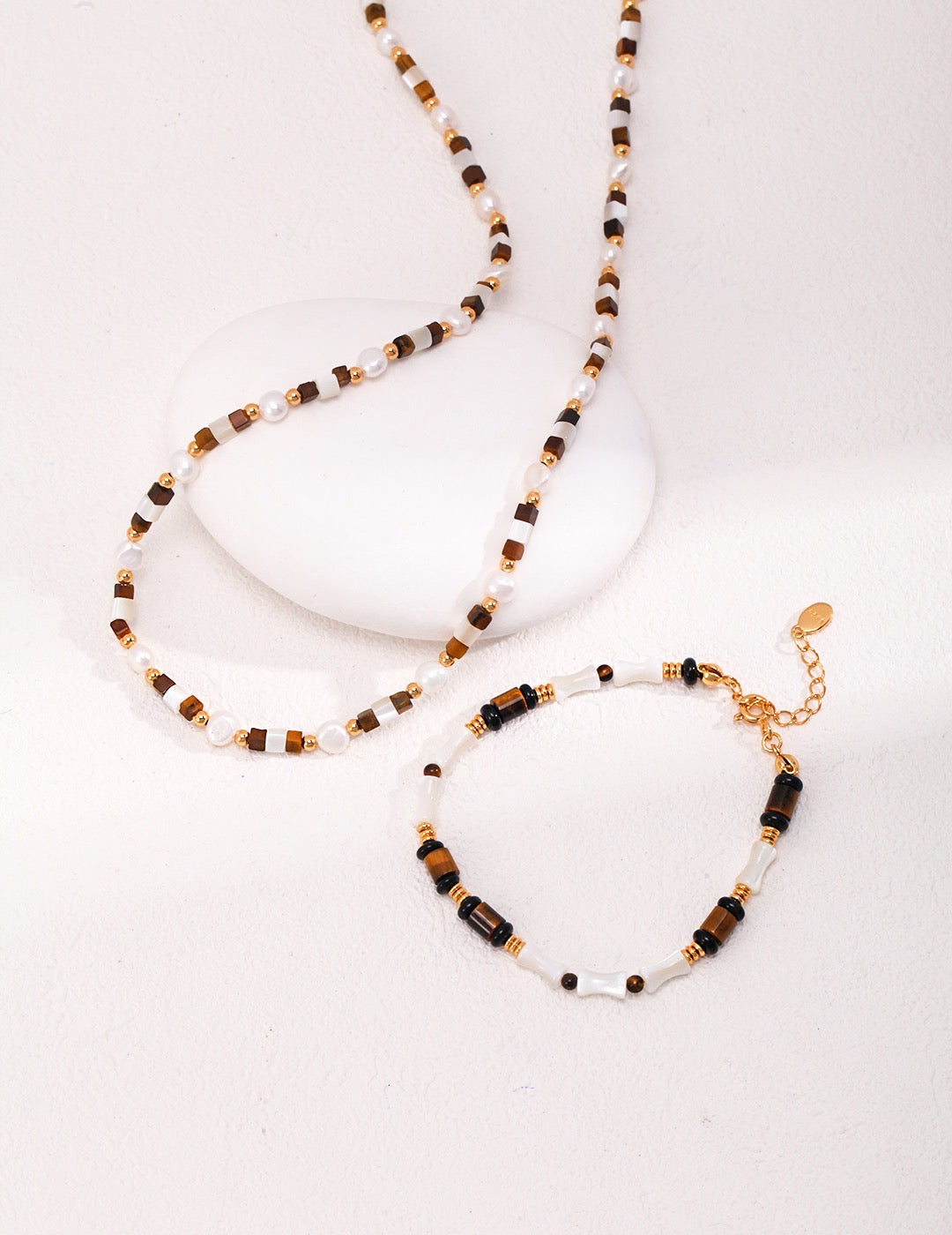 Bamboo Element Pearl Bracelet | Estincele Jewellery | Bracelets | Gifts for her