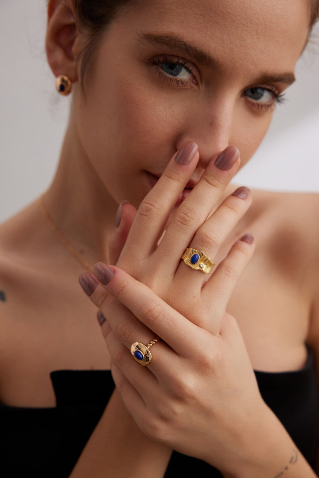 Lapis Lazuli Leaf Ring | Estincele Jewellery | Women's Rings