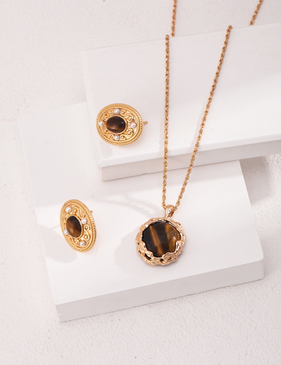 Palace of Beauty Tiger's Eye Earrings | Gold Jewellery | Silver jewellery | Women's earrings