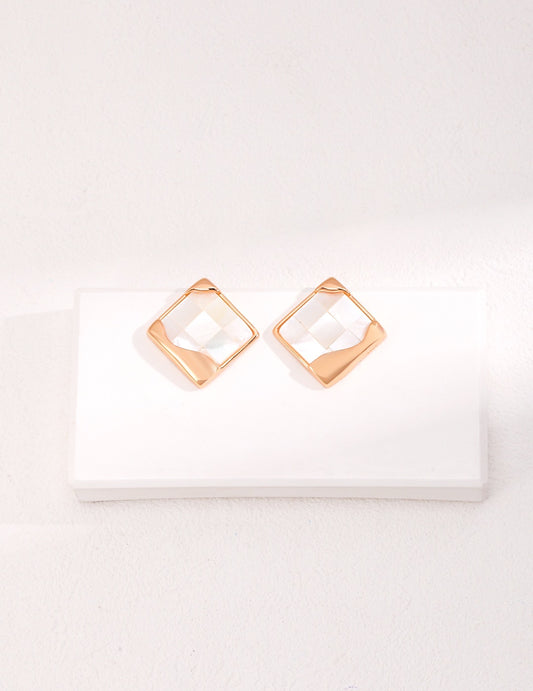 Ancient Greek Mosaic Shell Earrings - Square