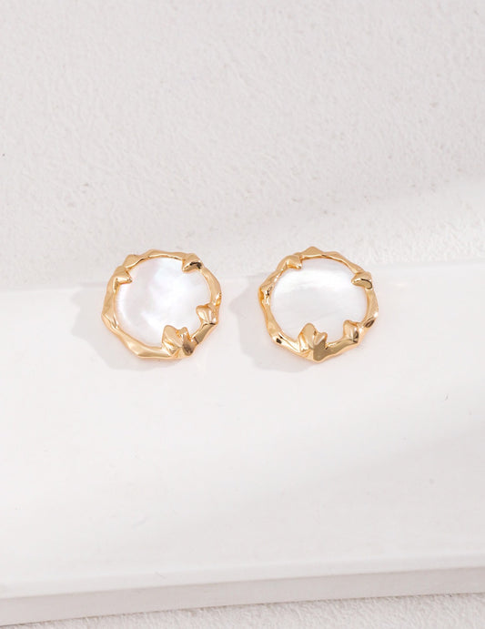 Mother of Pearl Flower Earrings | Pearl earrings | Gold earrings | mother of pearl stud earrings silver