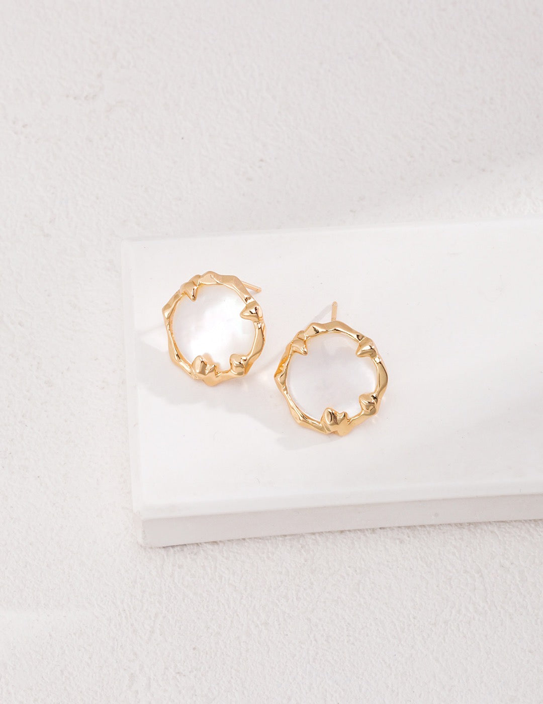 Mother of Pearl Flower Earrings | Pearl earrings | Gold earrings | mother of pearl stud earrings silver