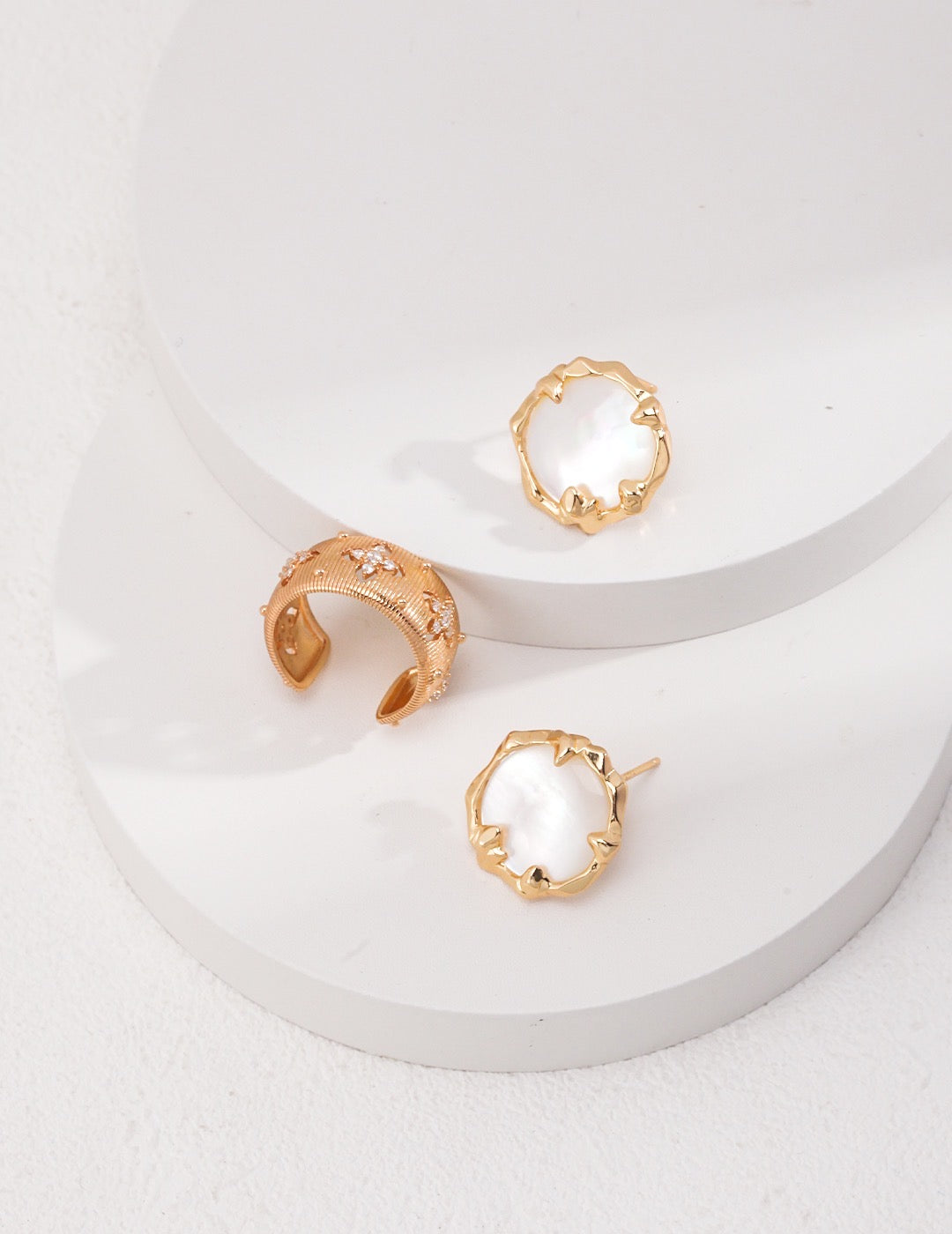 Mother of Pearl Flower Earrings | Pearl earrings | Gold earrings | mother of pearl stud earrings silver