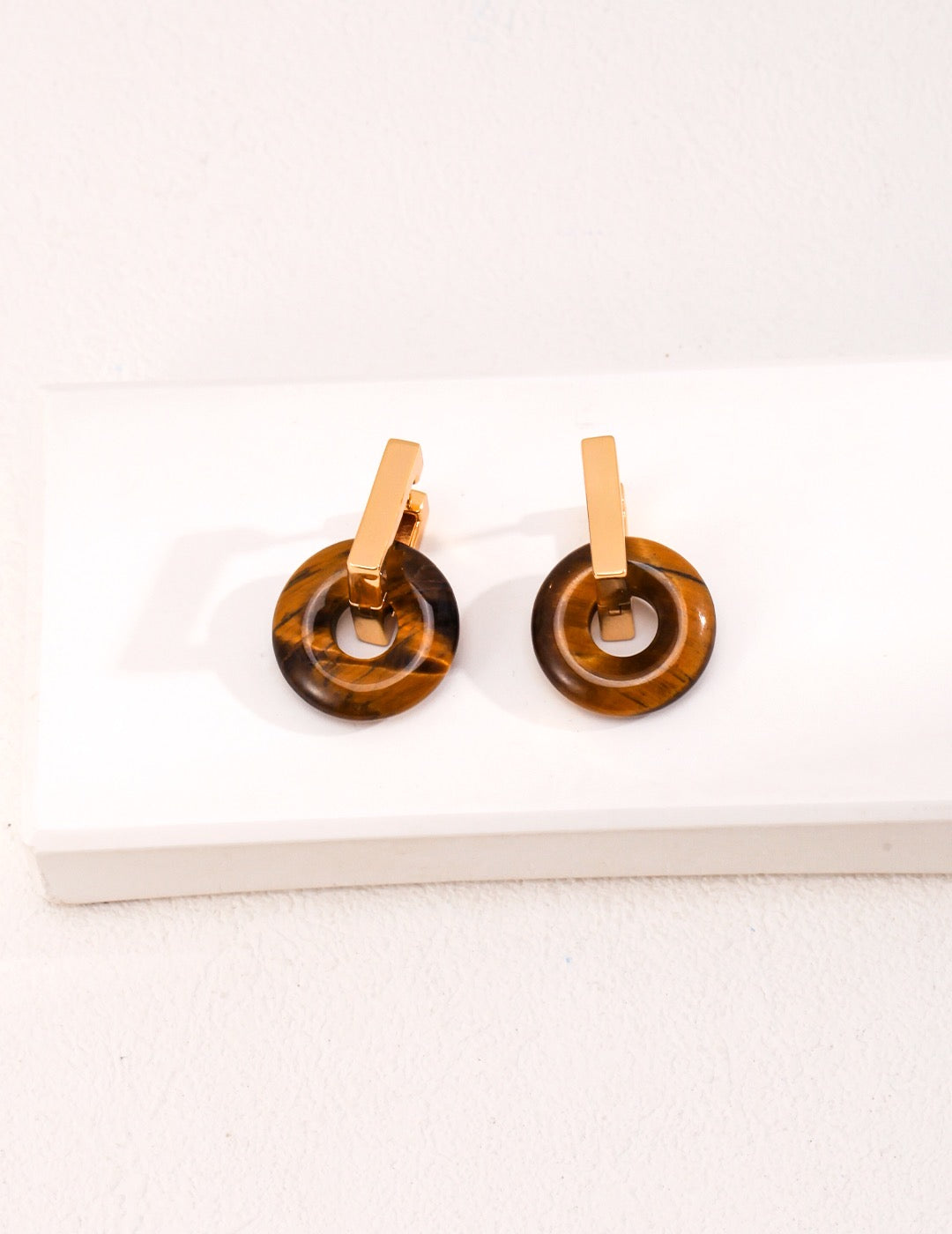Tiger's Eye Circle Earrings | Estincele Jewellery | Earrings