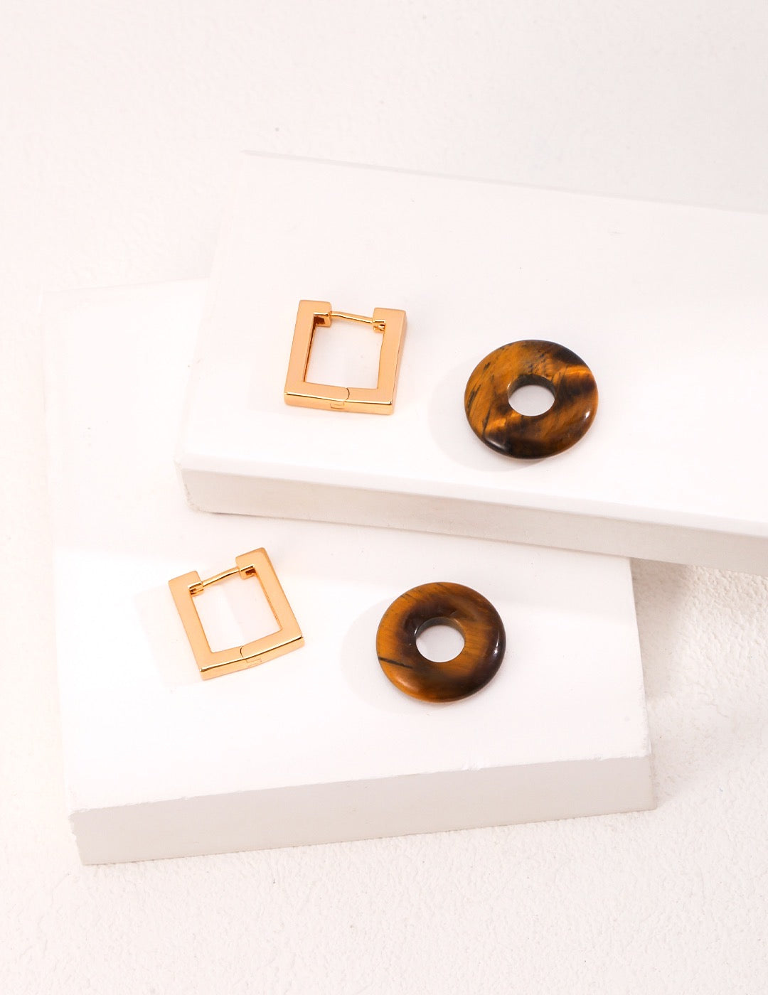 Tiger's Eye Circle Earrings | Estincele Jewellery | Earrings