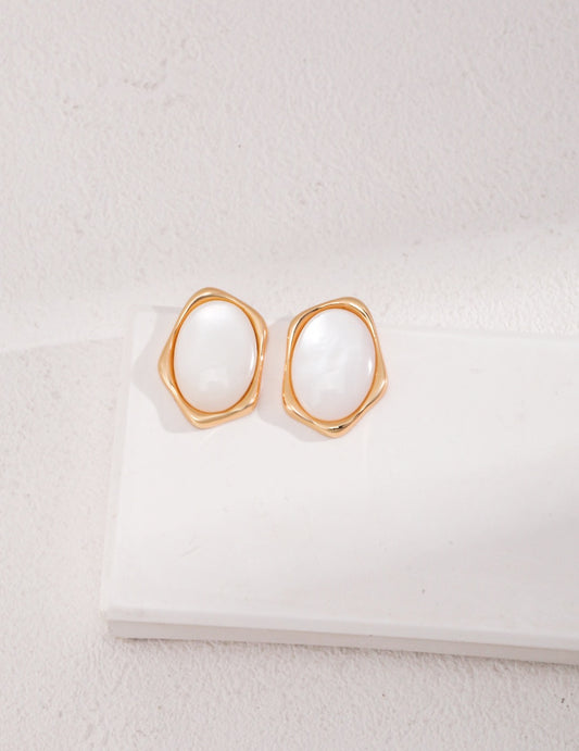 Mother of Pearl Flower Earrings | Pearl earrings | Gold earrings | mother of pearl stud earrings silver