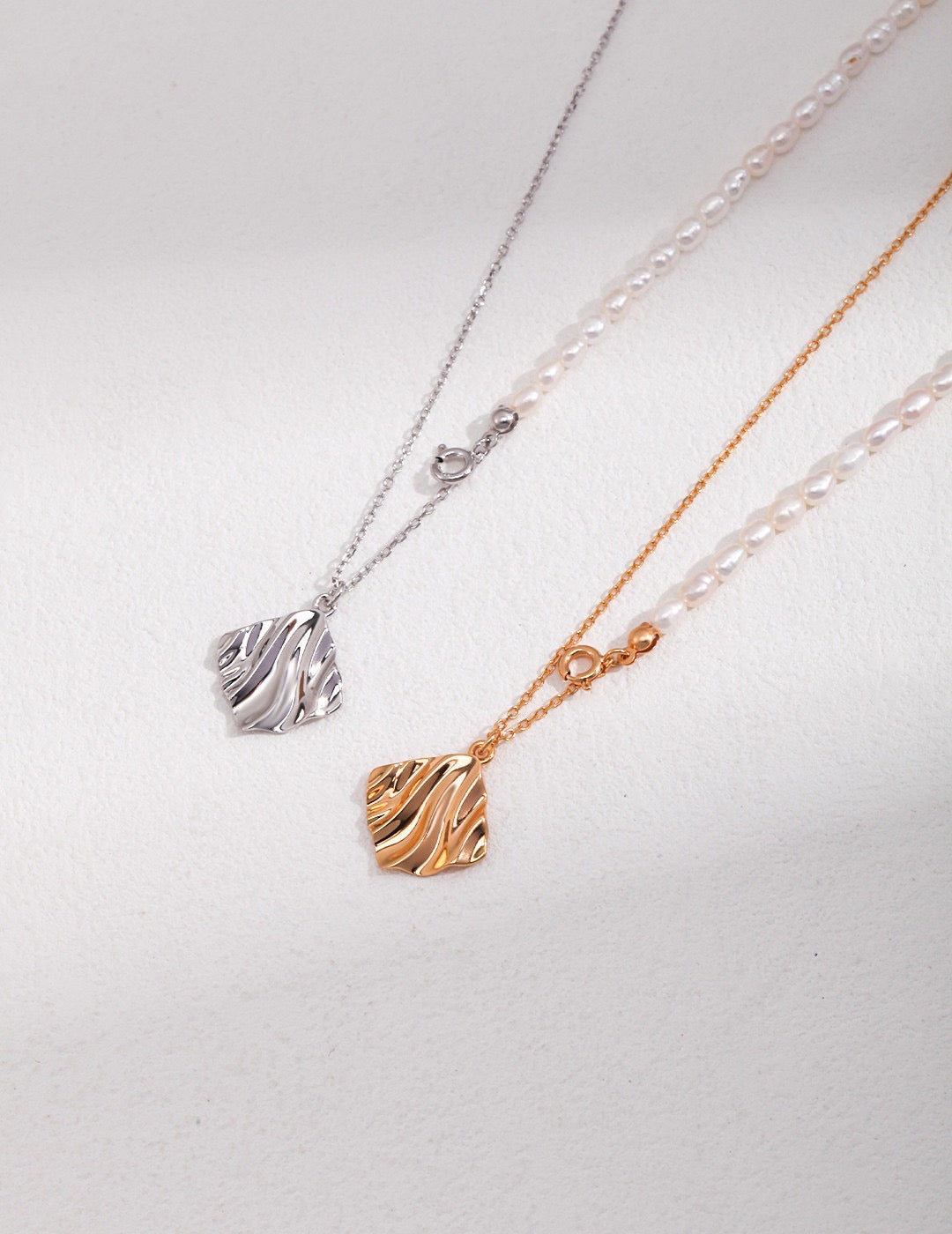 Shell pattern Square Pearl Necklace | Estincele Jewellery | Gifts for her | Necklaces