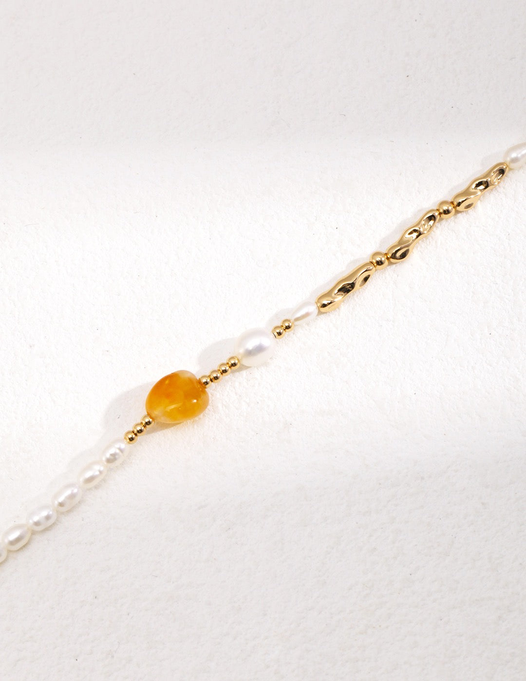 Half Pearl Tiger's Eye Moon Necklace | Estincele Jewellery