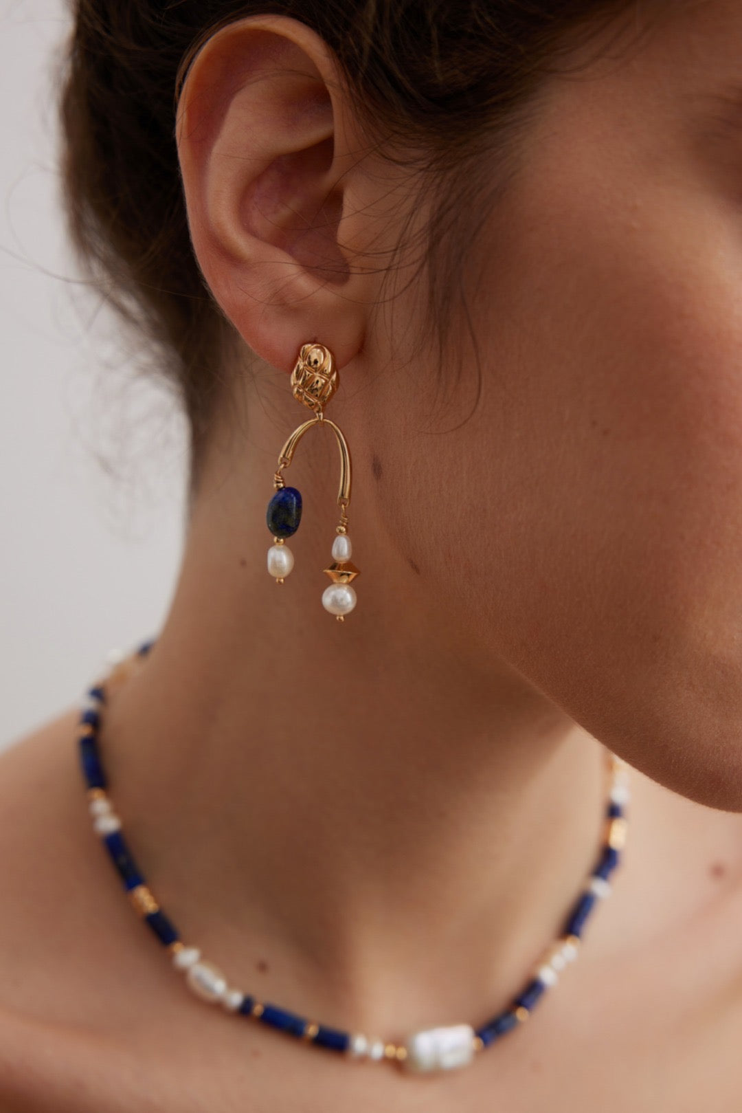 Lapis Lazuli Pearl Earrings | Estincele Jewellery | Women's earrings