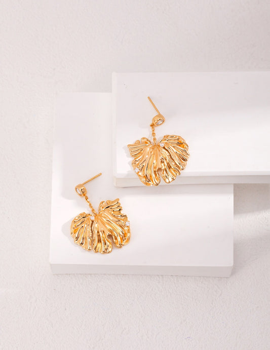 Diamond Lotus Leave Earrings | Estincele Jewellery | Women's earrings