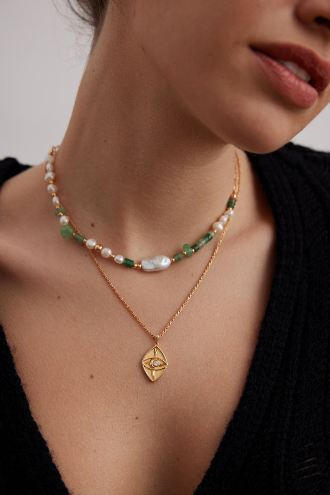 Green Aventurine Pearl Necklace