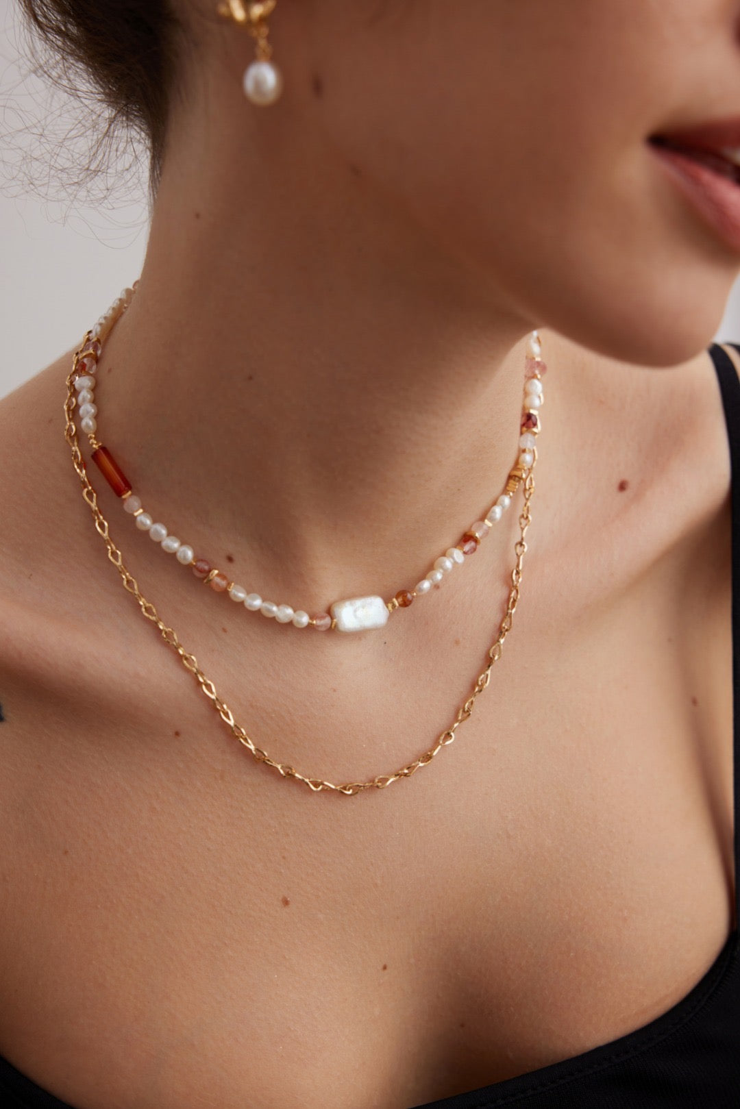 Strawberry Pink Necklace | Estincele Jewellery | Women's necklace | strawberry necklace