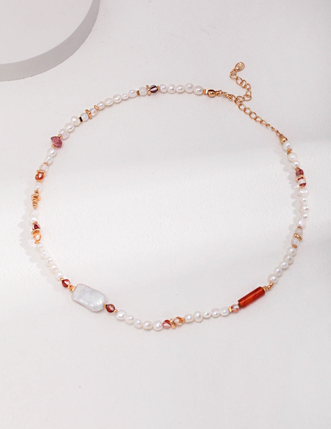 Strawberry Pink Necklace | Estincele Jewellery | Women's necklace | strawberry necklace