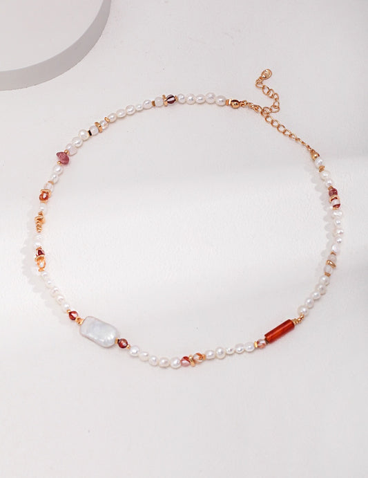 Strawberry Pink Necklace | Estincele Jewellery | Women's necklace | strawberry necklace
