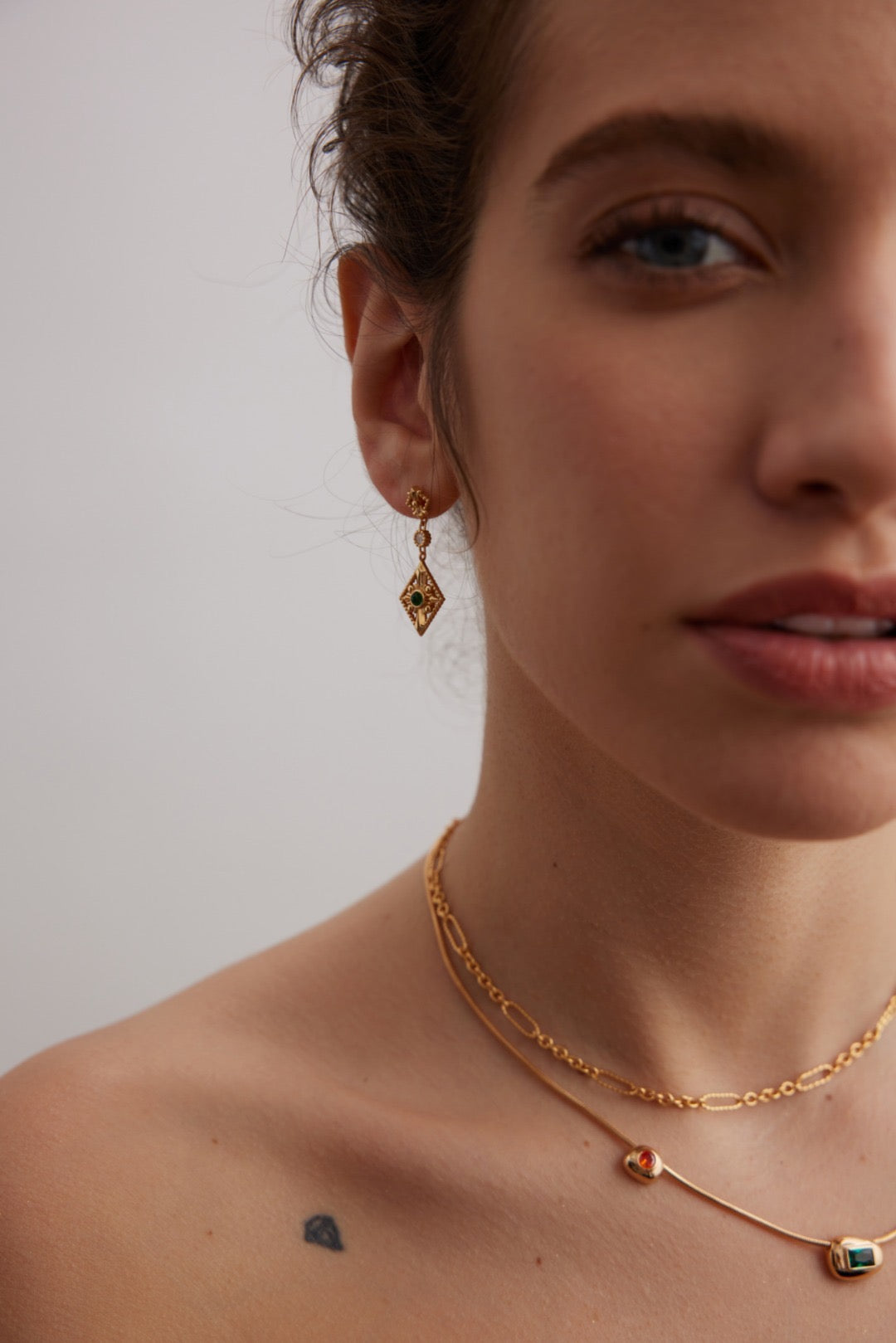 Ancient Roman Earrings | drop earrings | zircon earrings | gold earrings | silver earrings | Estincele Jewellery | Women's earrings