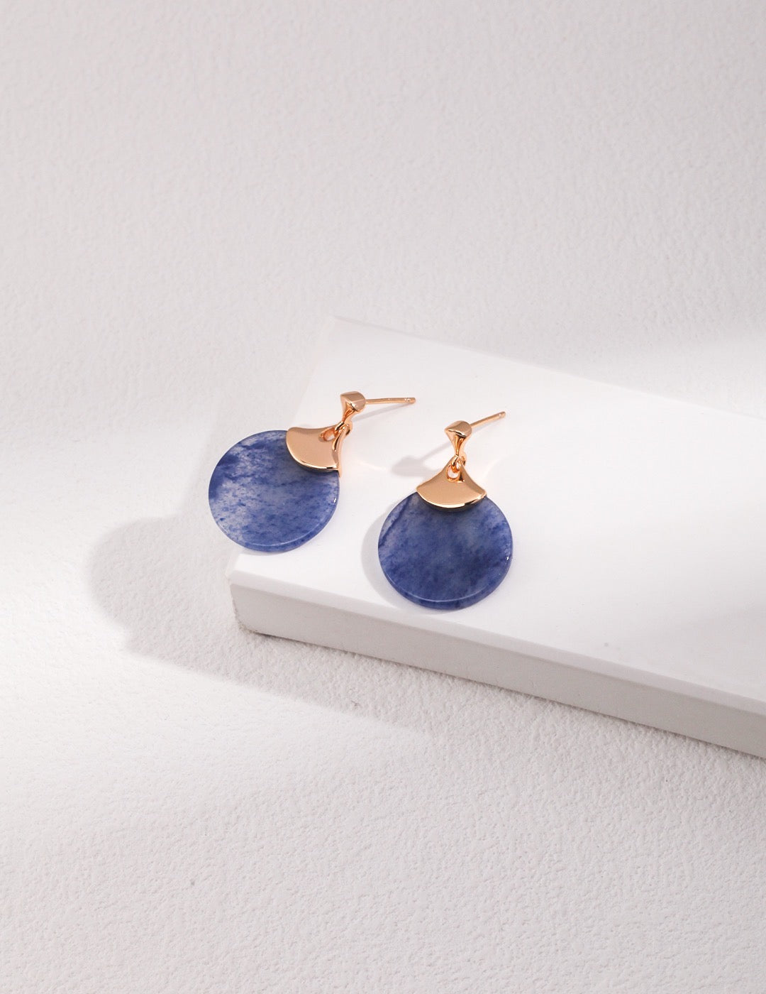 Blue Aventurine Earrings | Scalloped Blue Earrings | Silver Jewellery | Women's Earrings