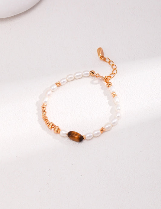 Tiger's Eye Pearl Bracelet