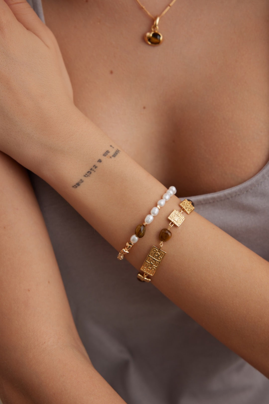 Tiger's Eye Pearl Bracelet