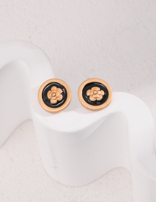 French Gold Flower Earrings