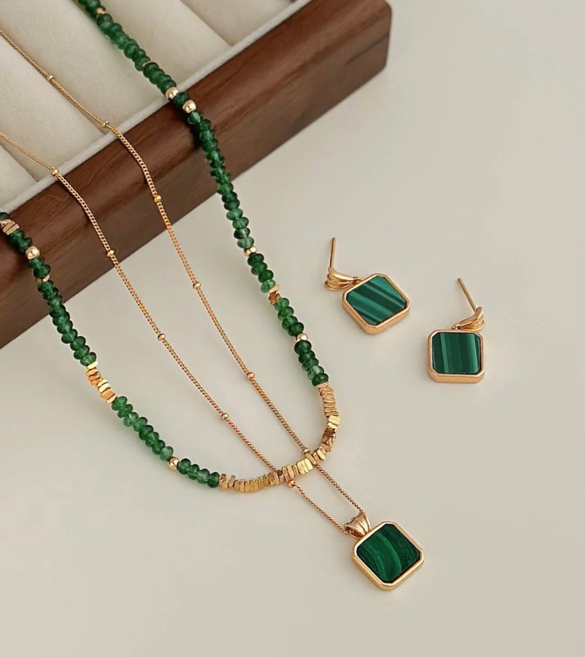 Collier Malachite Carré