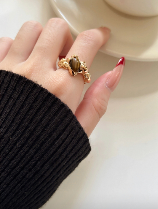 Tigers eye ring | gold ring