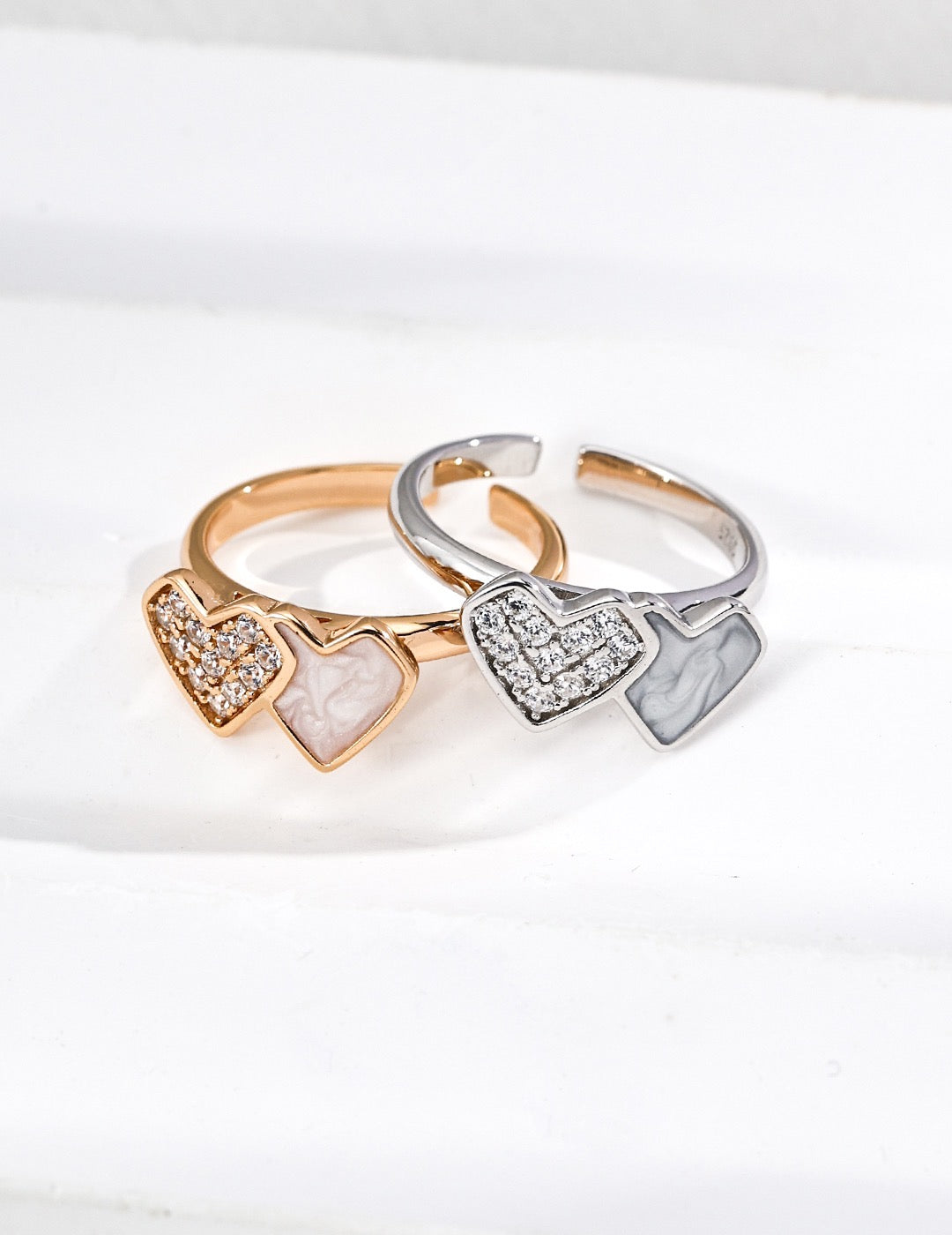 Double Heart Silver Ring