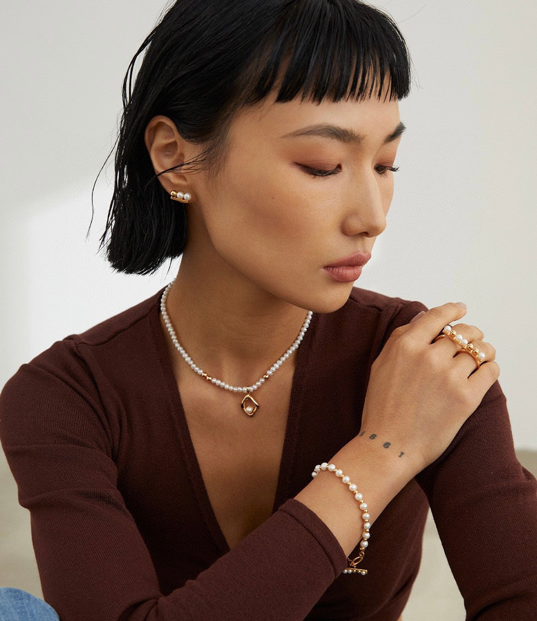 Minimalist Pearl Bracelet | Estincele Jewellery | Women's Bracelets