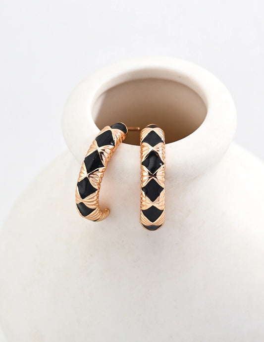 Boucles d'oreilles en losange noir