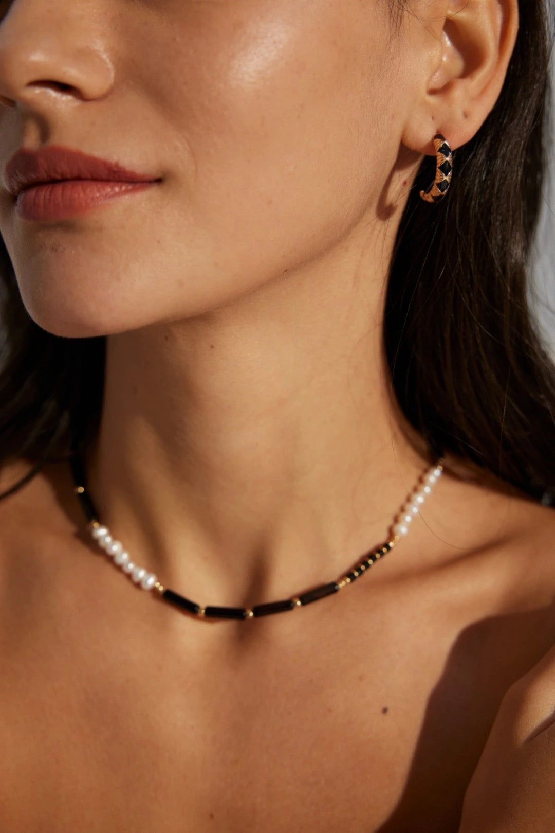 Boucles d'oreilles en losange noir