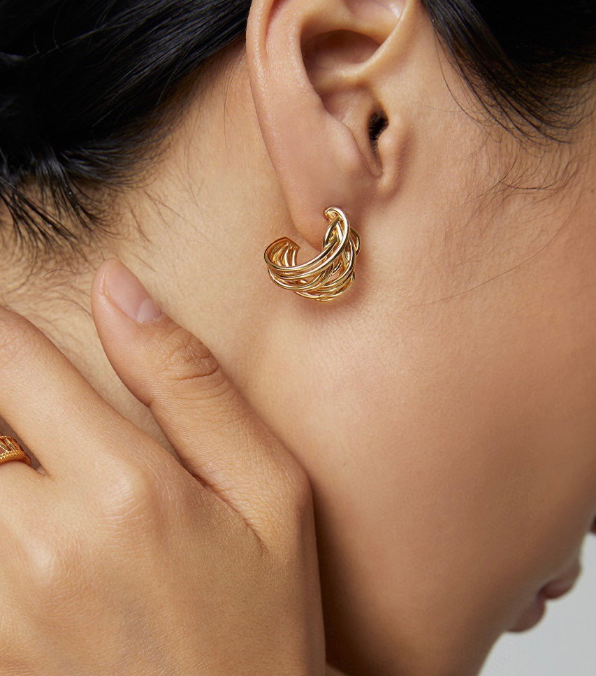Boucles d'oreilles au crochet en forme de C