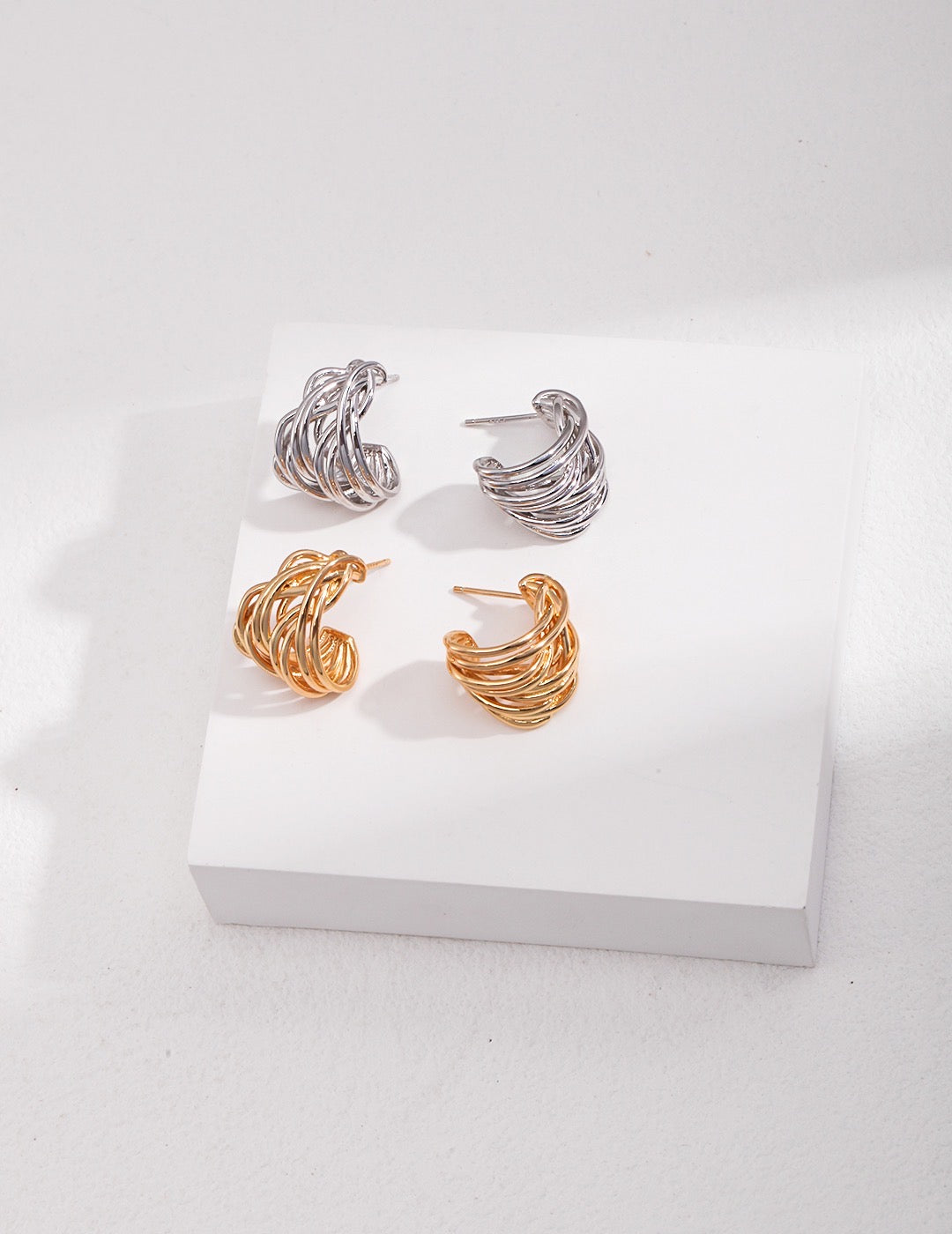 Boucles d'oreilles au crochet en forme de C