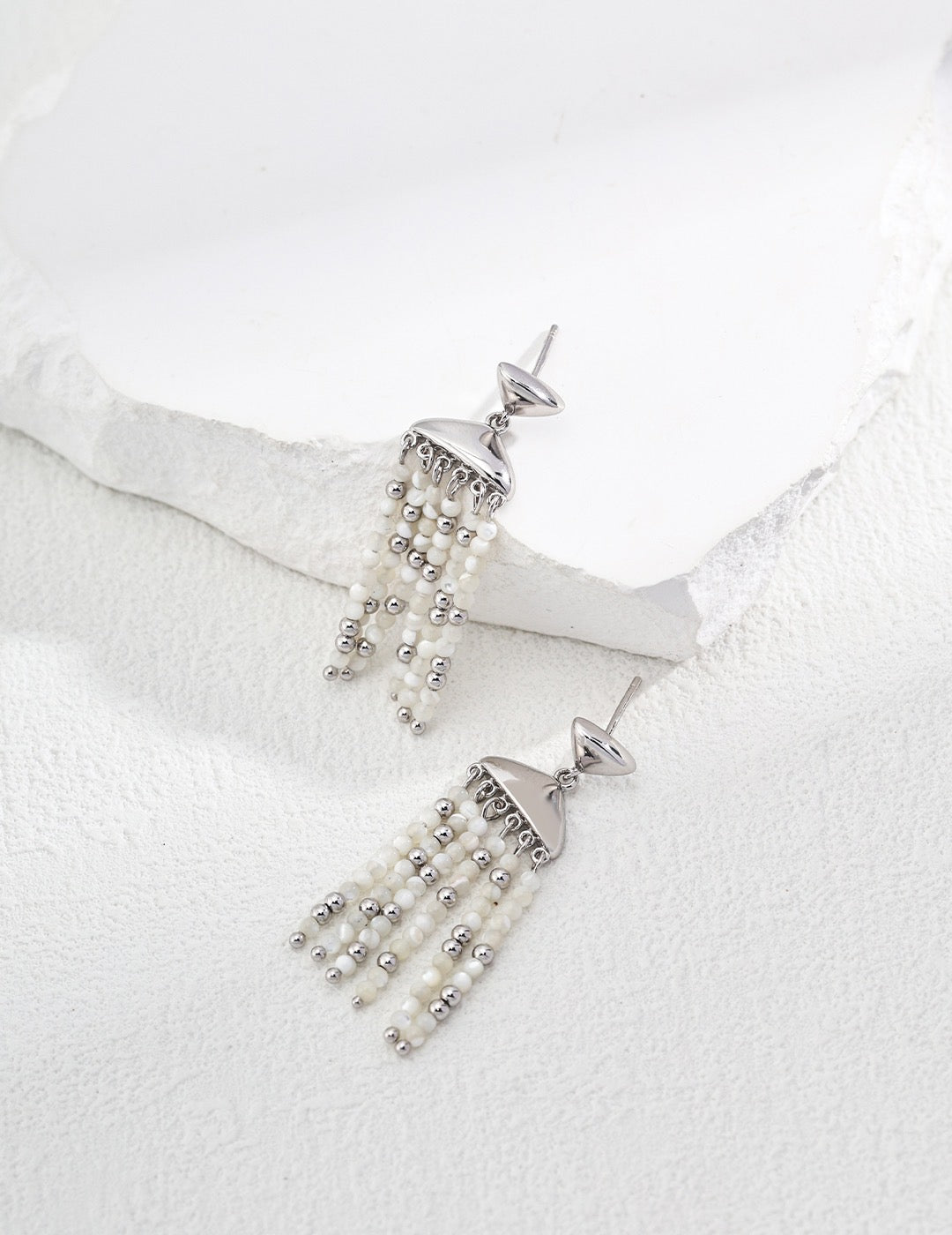 Seashell Drop Sterling Silver Earrings