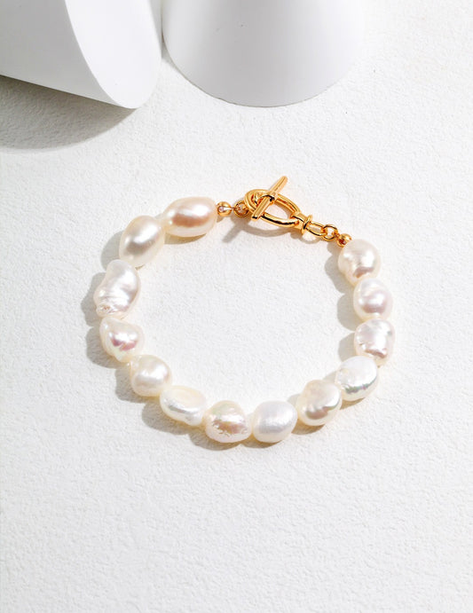Large Irregular Baroque Pearl Bracelet | Estincele Jewellery | Women's Bracelet | Pearl bracelet