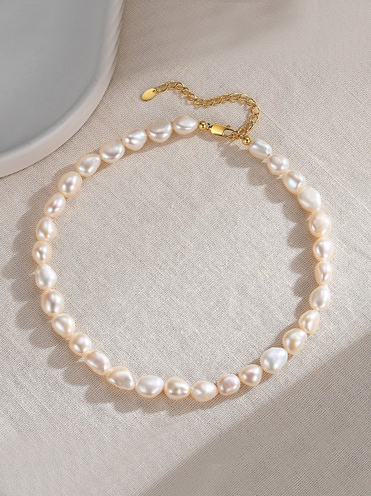 Large Irregular Baroque Pearl Necklace | Estincele Jewellery | Women's necklace | Pearl necklace