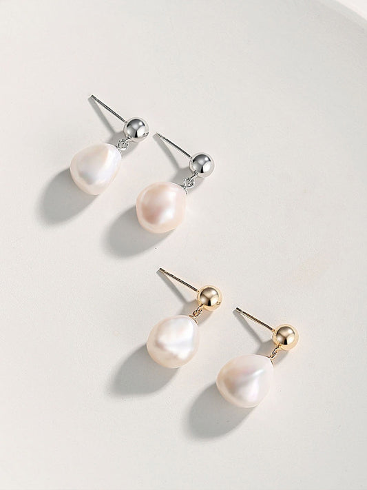 Large Irregular Baroque Pearl Earrings | Estincele Jewellery | Women's earrings | Pearl earrings