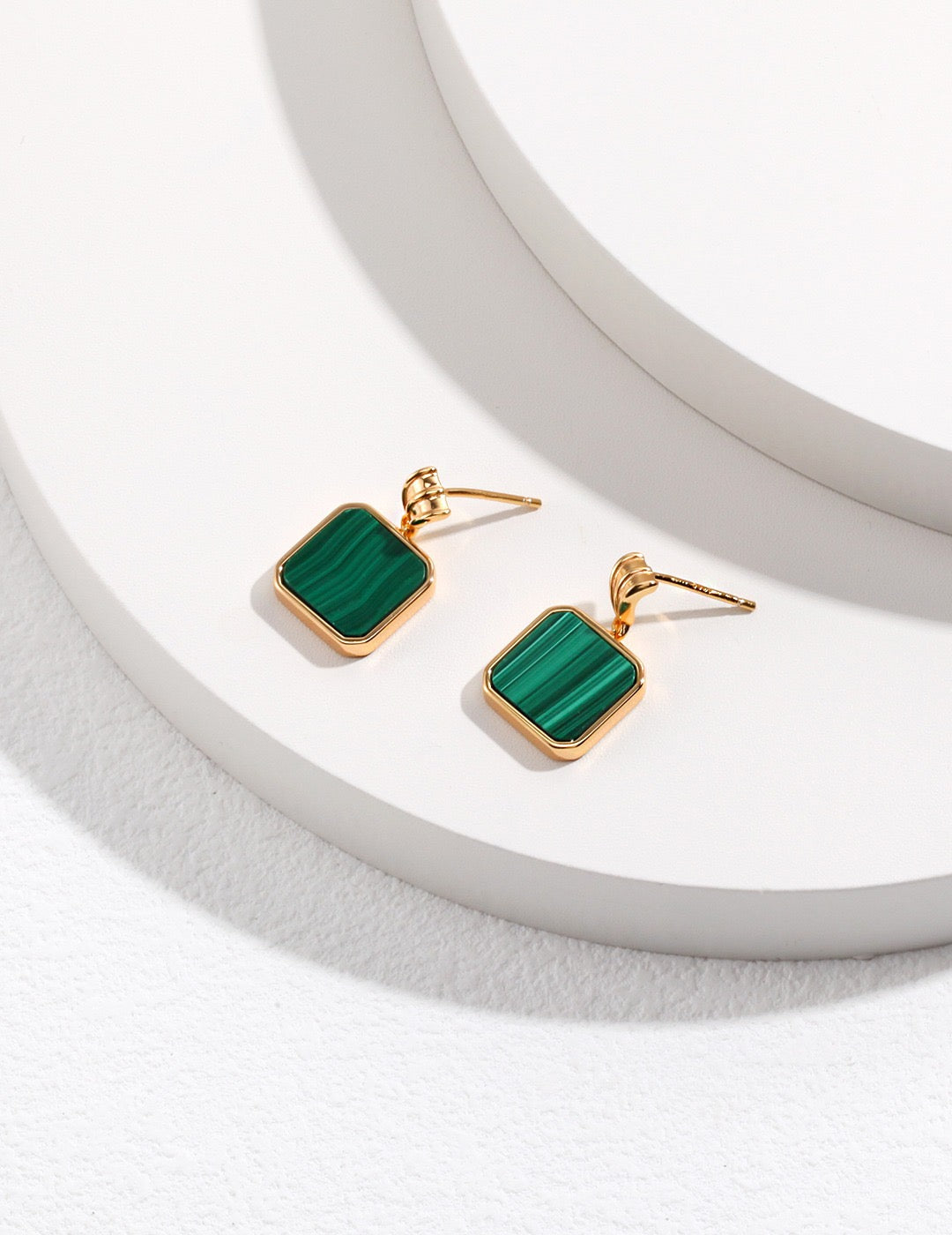 Square Malachite Sterling Silver Earrings
