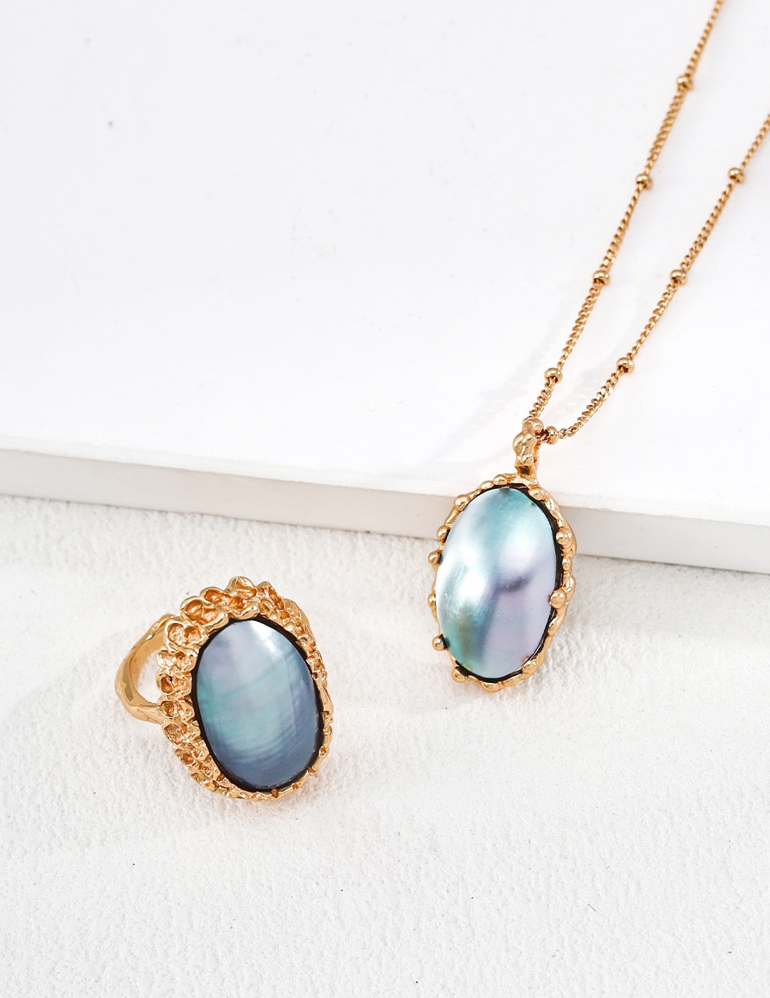 Saltwater Silver Mabé Pearl Necklace