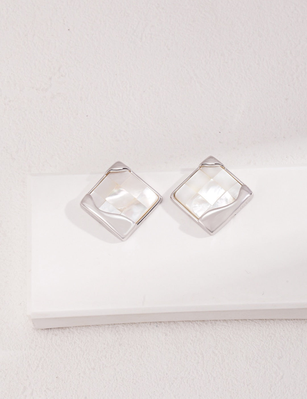 Ancient Greek Mosaic Shell Earrings - Square