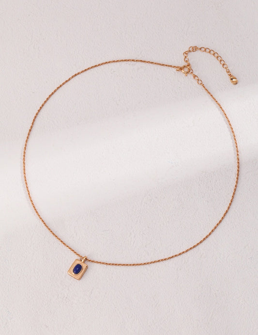 Lapis Lazuli Rectangle Necklace | Lapis Lazuli Jewellery | Lapis Lazuli necklace | gold necklace