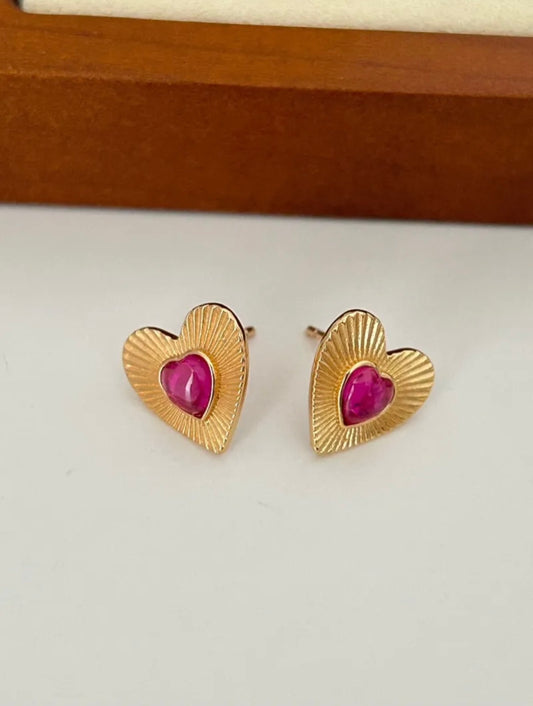 Pink Heart Earrings | Pink earrings | Heart earrings | Estincele Jewellery